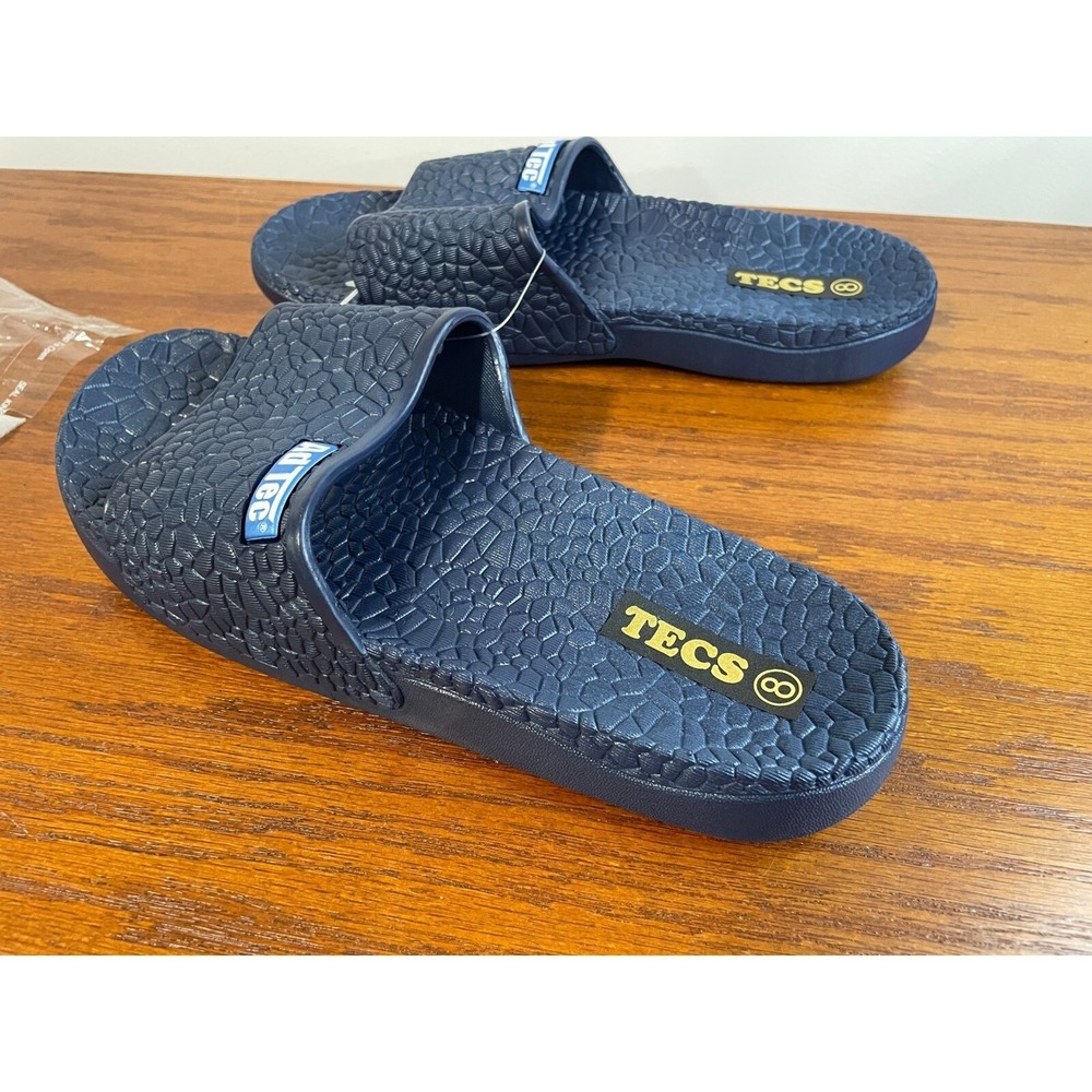 Mens 8 NEW Ad Tec Tecs Slides Sandals Comfort Slip On Casual Navy‎ Blue Slides